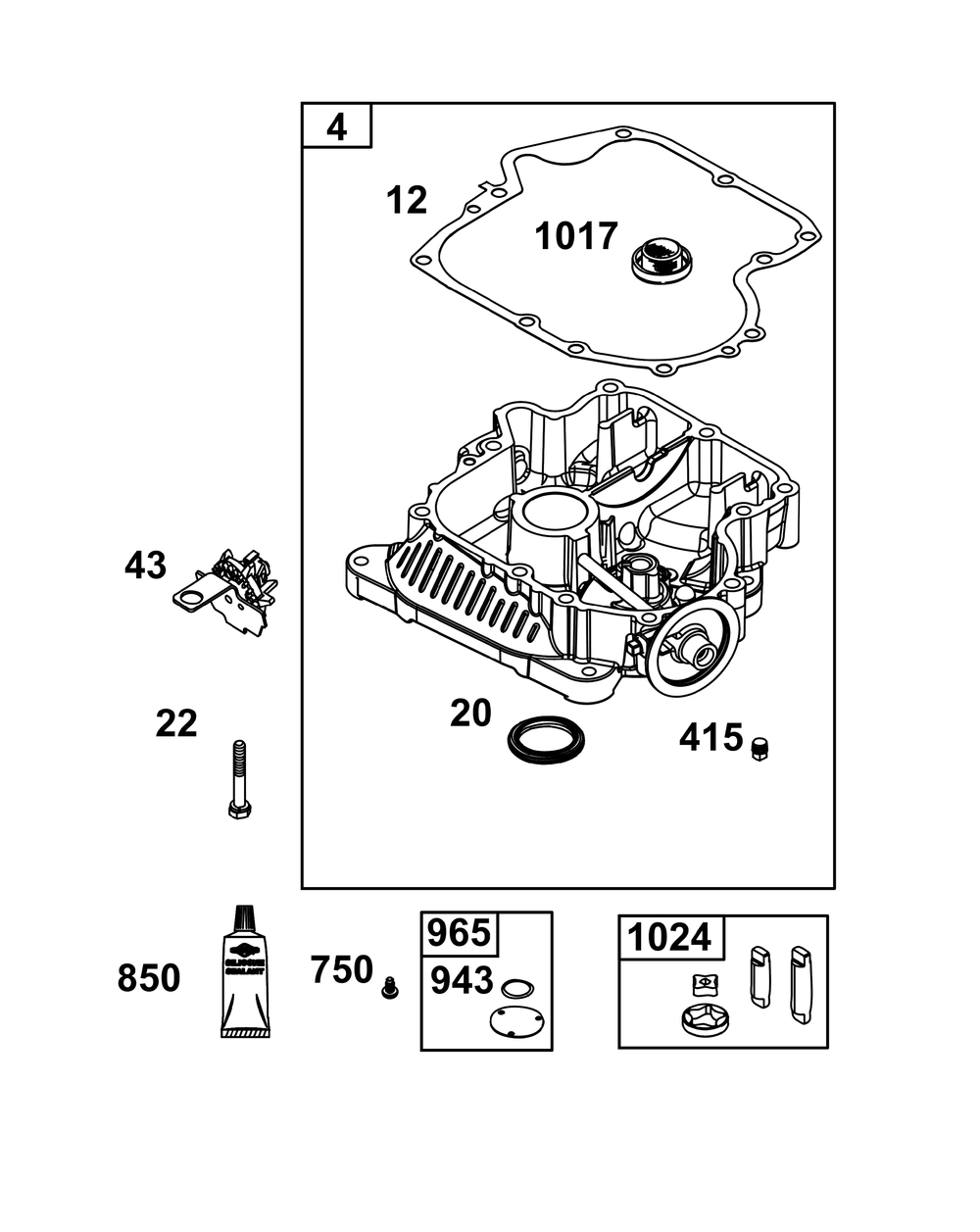 Crankcase Cover/Sump Group Diagram and Parts List for 31R777-0066-G1 200000 - 399999 Briggs and Stratton Engine